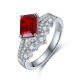 Ruif Jewelry Classic Design S925 Silver 2.06ct Lab Grown Ruby Ring Wedding Bands