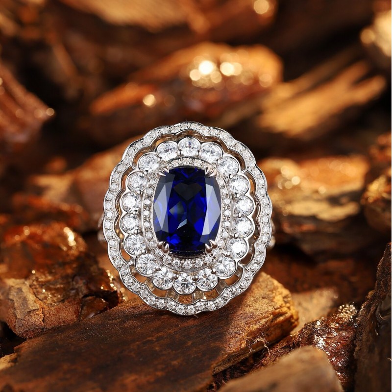 Ruif Jewelry Classic Design S925 Silver 4.005ct Lab Grown Sapphire Ring Wedding Bands ring