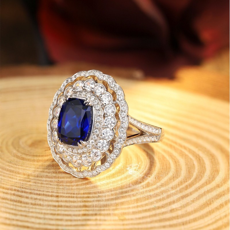 Ruif Jewelry Classic Design S925 Silver 4.005ct Lab Grown Sapphire Ring Wedding Bands ring