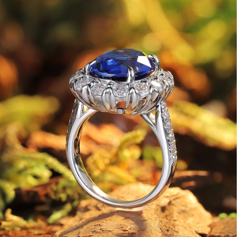 Ruif Jewelry Classic Design S925 Silver 9.145ct Lab Grown Sapphire Ring Wedding Bands ring