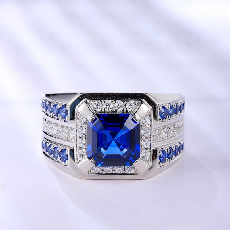 Ruif Jewelry Classic Design S925 Silver 2.96ct Lab Grown Sapphire Ring Wedding Bands ring