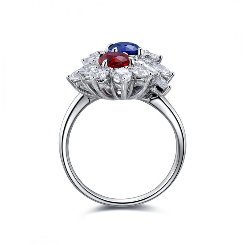 Ruif Jewelry Classic Design S925 Silver Lab Grown Sapphire Ruby Ring Wedding Bands ring