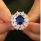 Ruif Jewelry Classic Design S925 Silver 6.6ct Lab Grown Ruby And Royal Blue Sapphire Ring Wedding Bands