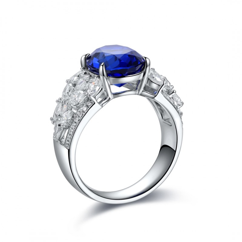 Ruif Jewelry Classic Design S925 Silver 5.0ct Lab Grown Sapphire Ring Wedding Bands ring