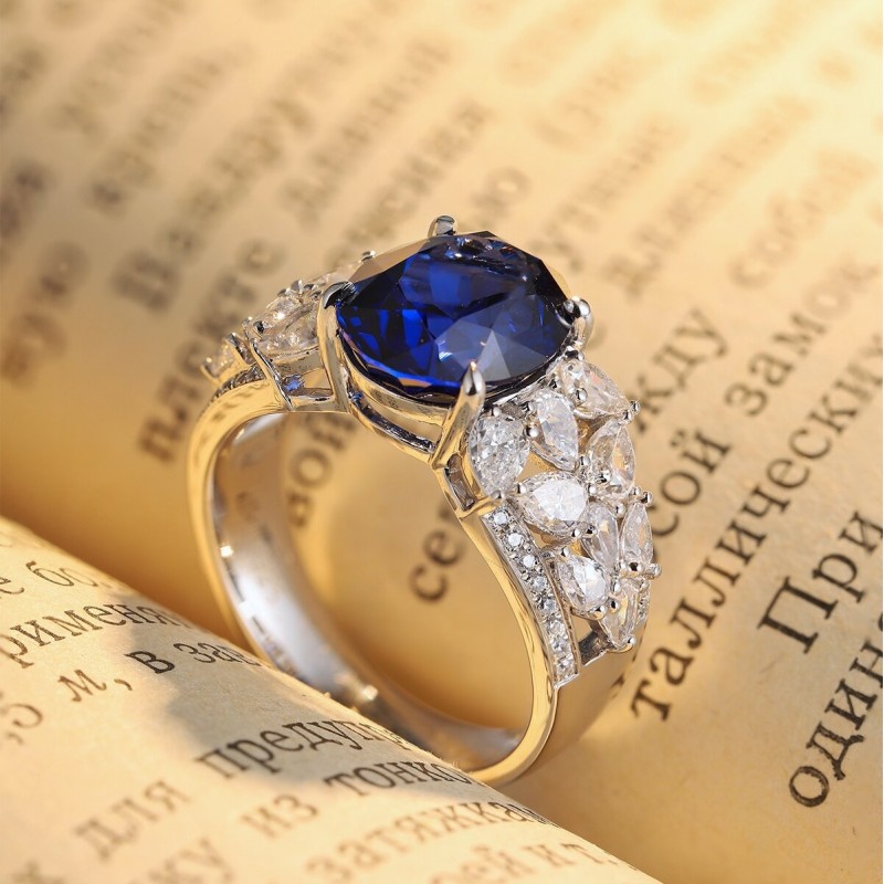 Ruif Jewelry Classic Design S925 Silver 5.0ct Lab Grown Sapphire Ring Wedding Bands ring