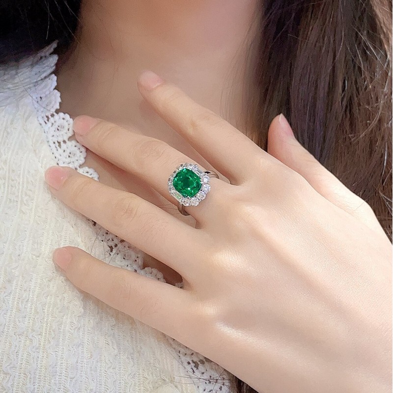 Ruif Jewelry Classic Design S925 Silver 3.27ct Lab Grown Emerald Ring  Royal Blue Sapphire Ruby Asscher Cut Gemstone Jewelry Wedding Bands