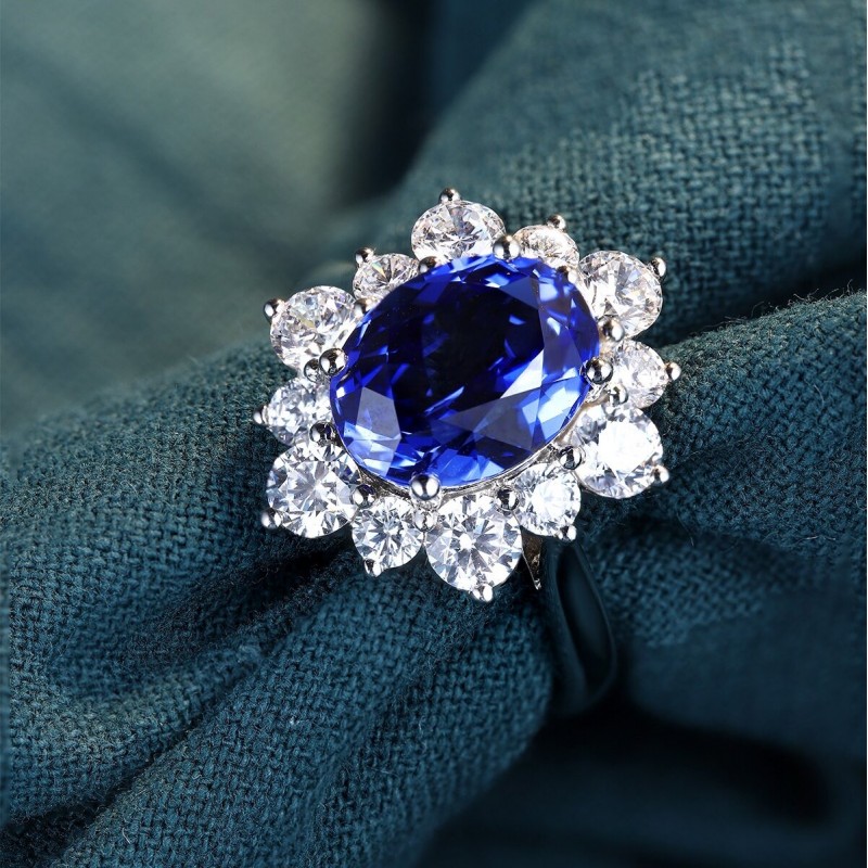 Ruif Jewelry Classic Design S925 Silver 3.98ct Lab Grown Ruby And Royal Blue Sapphire Ring Wedding Bands