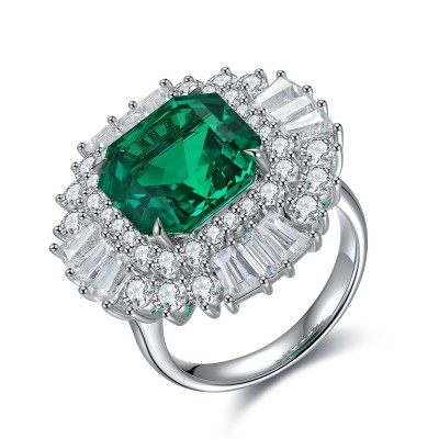 Ruif Jewelry Classic Design S925 Silver 6.63ct Lab Grown Emerald Ring Wedding Bands