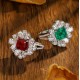 Ruif Jewelry Classic Design S925 Silver 2.76ct Lab Grown Emerald And Ruby Ring Wedding Bands