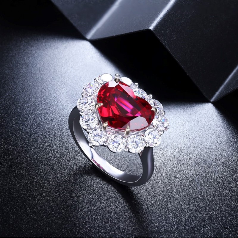 Ruif Jewelry Classic Design S925 Silver 7.55ct Lab Grown Ruby and sapphire Ring Wedding Bands