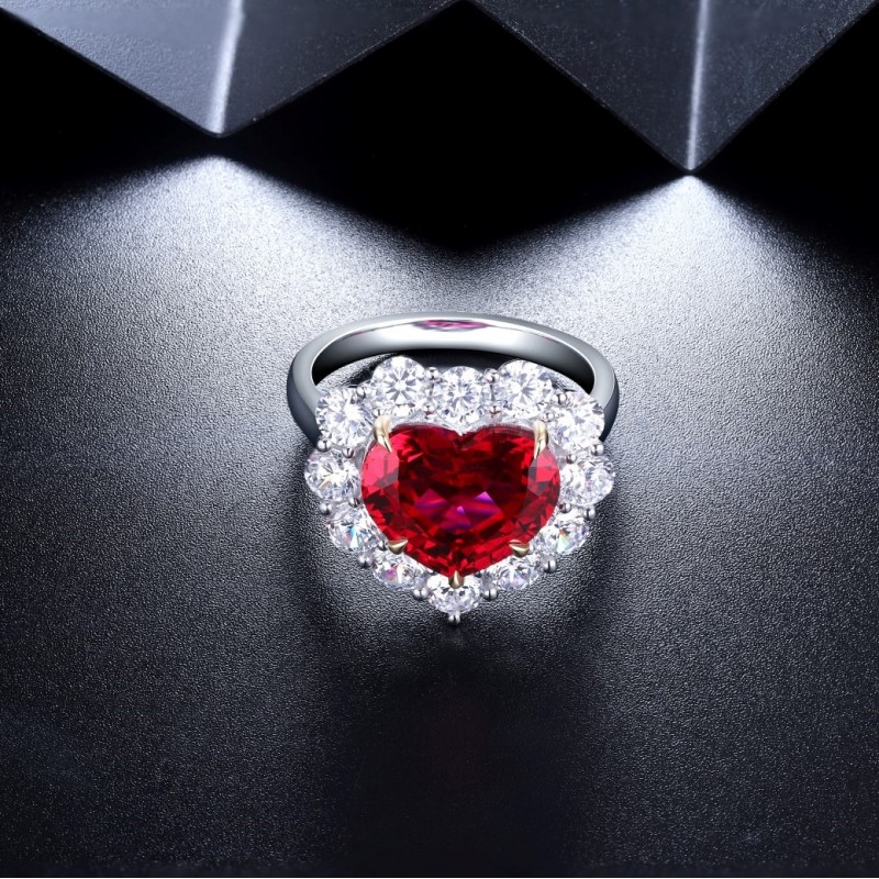 Ruif Jewelry Classic Design S925 Silver 7.55ct Lab Grown Ruby and sapphire Ring Wedding Bands