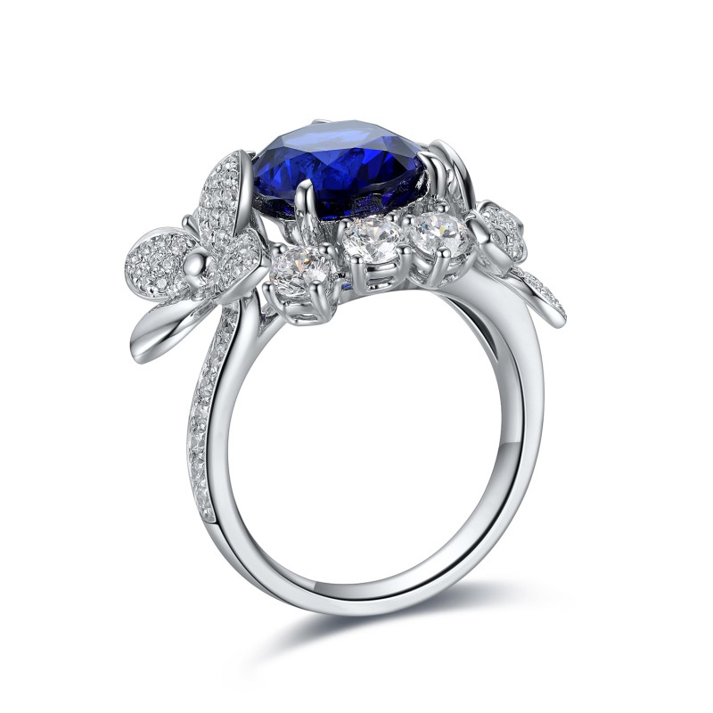 Ruif Jewelry Classic Design S925 Silver 4.59ct Lab Grown Sapphire Ring Wedding Bands ring