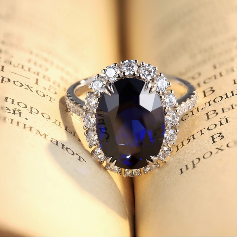 Ruif Jewelry Classic Design S925 Silver 8.5ct Lab Grown Ruby And Royal Blue Sapphire Ring Wedding Bands