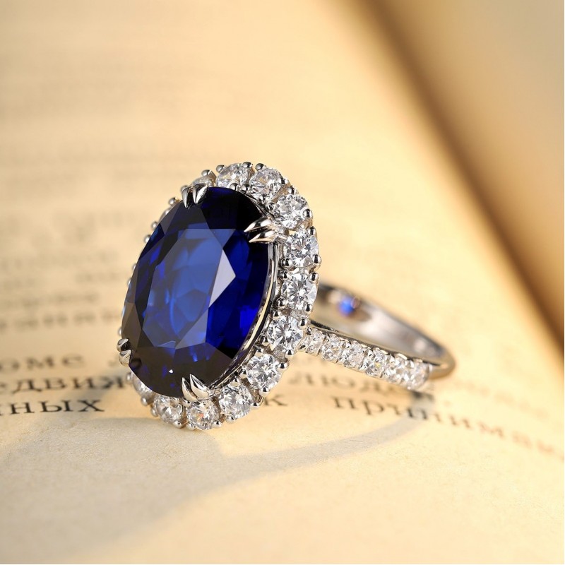 Ruif Jewelry Classic Design S925 Silver 8.5ct Lab Grown Ruby And Royal Blue Sapphire Ring Wedding Bands