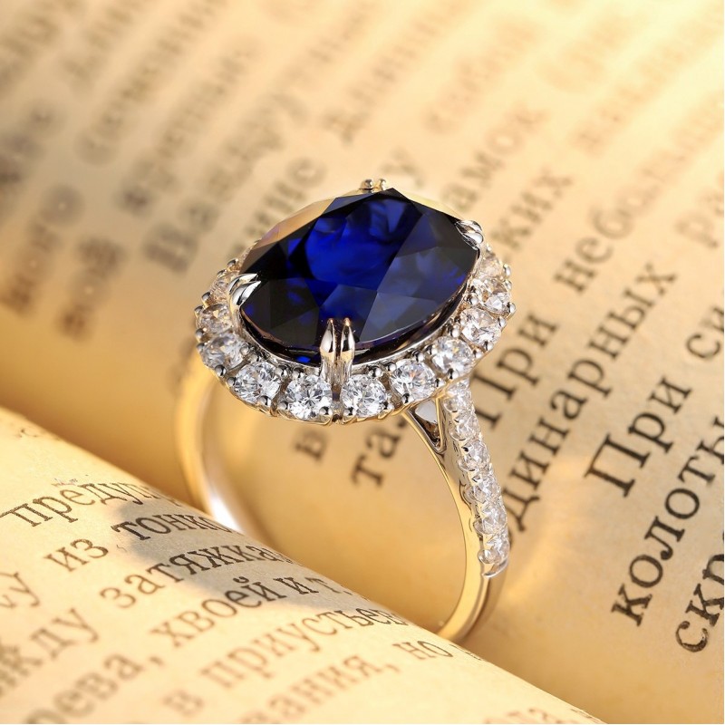 Ruif Jewelry Classic Design S925 Silver 8.5ct Lab Grown Ruby And Royal Blue Sapphire Ring Wedding Bands