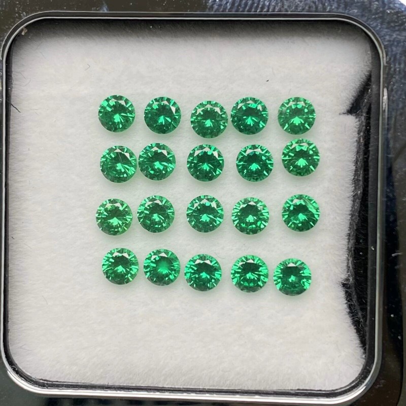 Ruif Jewelry New Arrival Size 5mm-10mm Round Shape Lab Grown Tasvorite Green Color Gemstone for Diy Jewelry Making