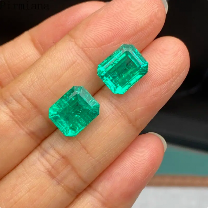 Ruif Jewelry 5.5-10ct Emerald Cut Lab Grown Emeralds Columbia Color  Loose Gemstone for Jewelry Making