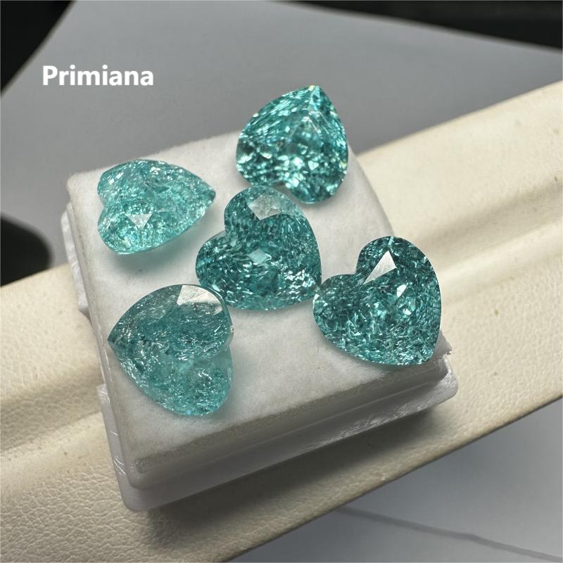 Ruif Jewelry Popular Lab Grown Paraiba Sapphire Loose Crushed Ice Cutting Heart Shape Semi-precious Stone Sales 