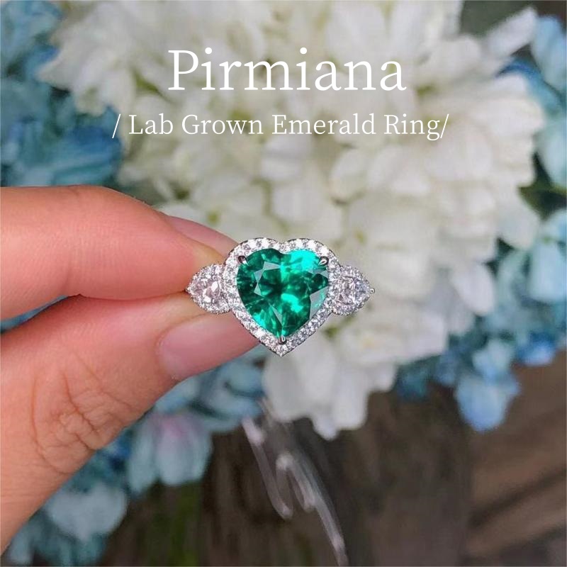 Ruif Jewelry Customized PT950 3.56ct Lab Grown Emerald Ring With DEF Lab Grown Diamond Band Jewelry for Women