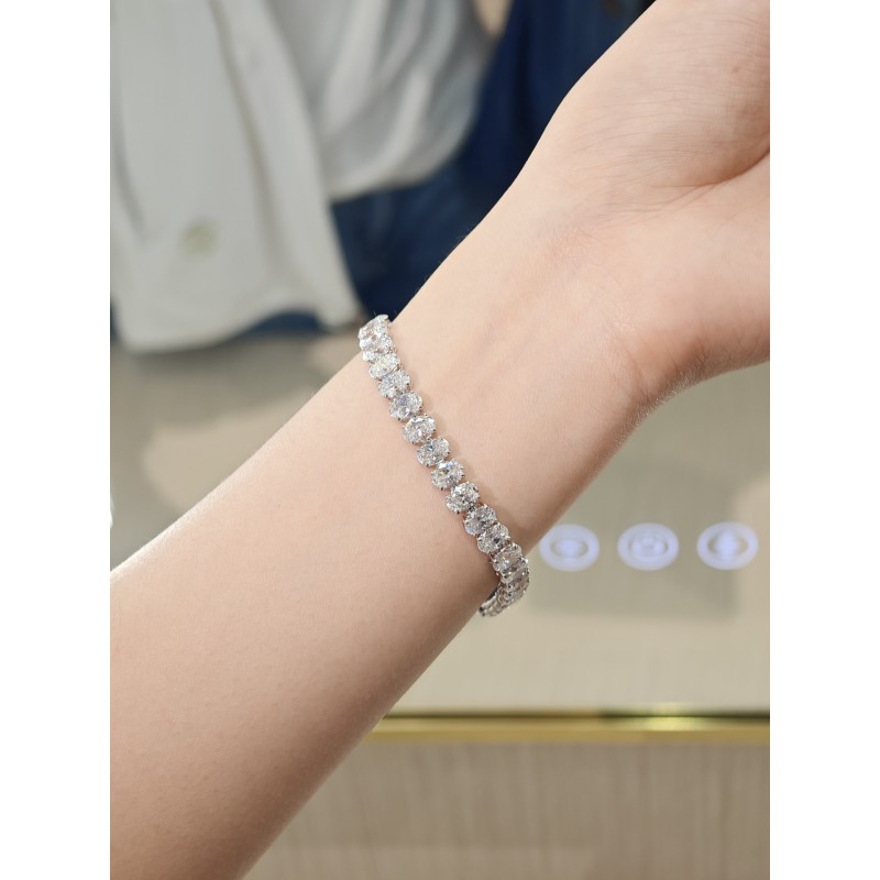 Ruif Jewelry Customized Oval Shape18K White Gold 0.5ct Each Lab Grown Diamond Eternity Bracelet Engagement  for Women Fine Jewelry