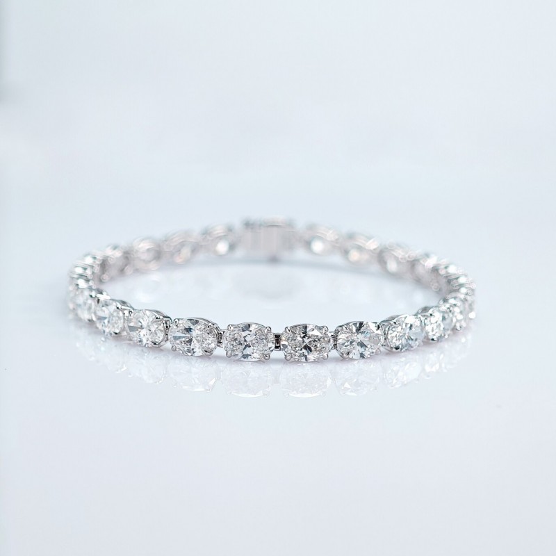 Ruif Jewelry Customized Oval shape 18K White Gold 0.5ct Each Lab Grown Diamond Eternity Bracelet Engagement  for Women Fine Jewelry