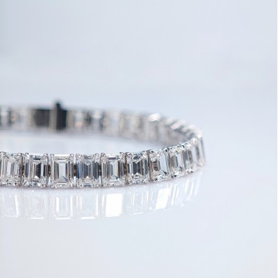 Ruif Jewelry Customized Emerald cut18K White Gold 0.5ct Each Lab Grown Diamond Eternity Bracelet Engagement  for Women Fine Jewelry