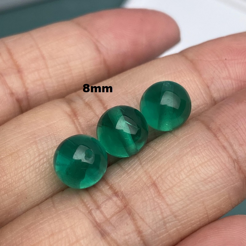 Ruif Jewelry Custom-made 8mm Round Beads Columbia Green Lab Grown Emerald for DIY Jewelry Bracelet Making