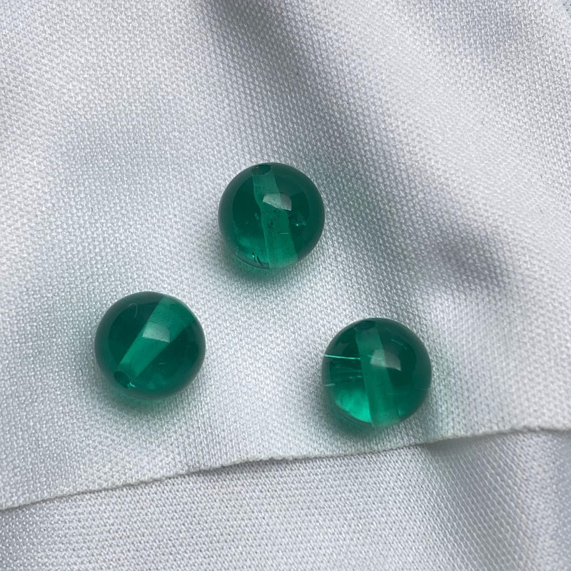 Ruif Jewelry Custom-made 8mm Round Beads Columbia Green Lab Grown Emerald for DIY Jewelry Bracelet Making