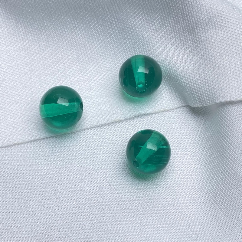 Ruif Jewelry Custom-made 8mm Round Beads Columbia Green Lab Grown Emerald for DIY Jewelry Bracelet Making