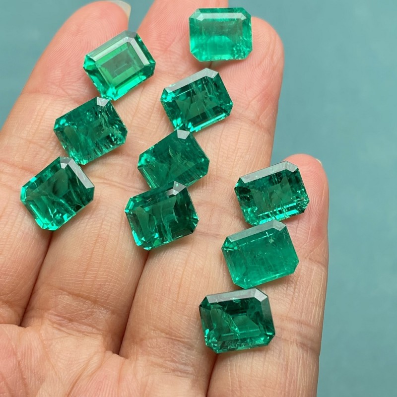 Ruif Jewelry 5.5-10ct Emerald Cut Lab Grown Emeralds Columbia Color  Loose Gemstone for Jewelry Making