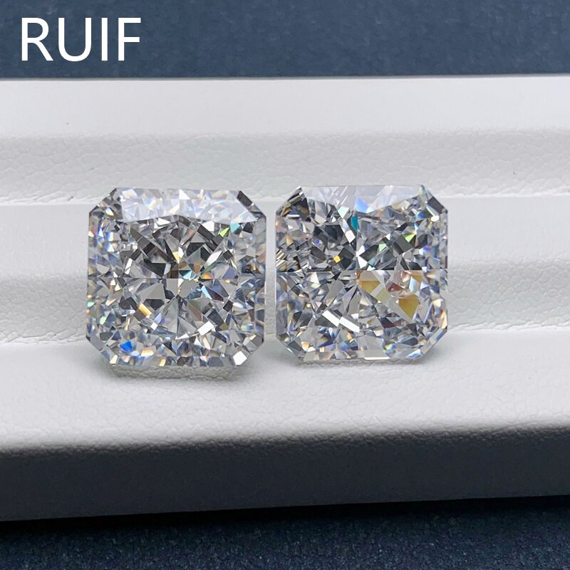  RUIF Jewelry Radiant Cut D-White Color Crushed Ice Cutting Cubic Zirconia Stone High Carbon Diamond Loose CZ for Jewelry Making