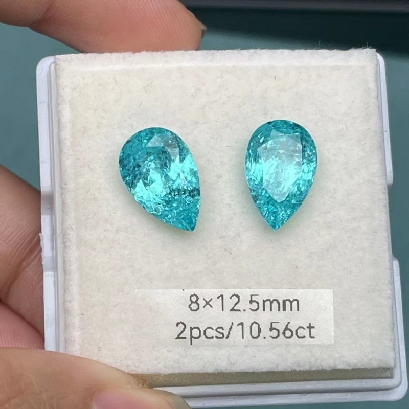 Ruif Jewelry Popular Lab Grown Paraiba Sapphire Loose Crushed Ice Cutting Pear Shape Semi-precious Stone Sales 