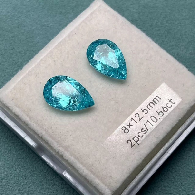 Ruif Jewelry Popular Lab Grown Paraiba Sapphire Loose Crushed Ice Cutting Pear Shape Semi-precious Stone Sales 