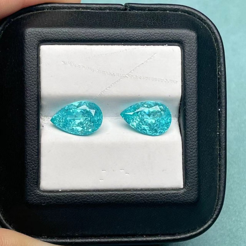 Ruif Jewelry Popular Lab Grown Paraiba Sapphire Loose Crushed Ice Cutting Pear Shape Semi-precious Stone Sales 