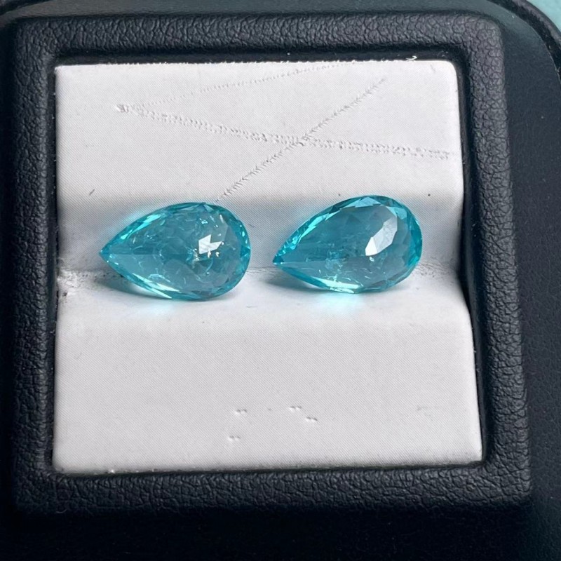 Ruif Jewelry Popular Lab Grown Paraiba Sapphire Loose Crushed Ice Cutting Pear Shape Semi-precious Stone Sales 