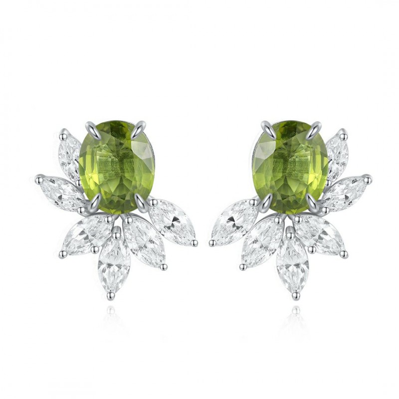 Ruif Jewelry Classic Design S925 Silver 6.44ct Natural Garnet/5.72ct Natural Peridot Earrings Gemstone Jewelry