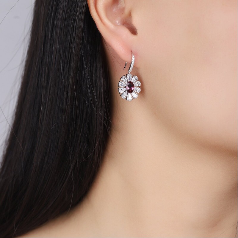 Ruif Jewelry Classic Design S925 Silver 2.04ct Natural Garnet Earrings Gemstone Jewelry