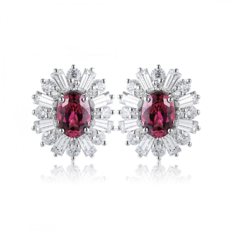 Ruif Jewelry Classic Design S925 Silver 2.05ct Natural Garnet Earrings Gemstone Jewelry