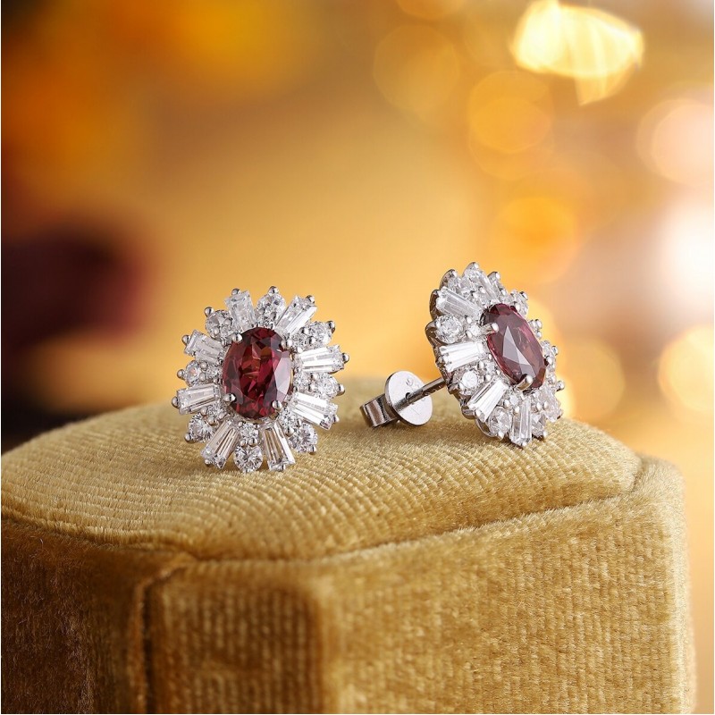 Ruif Jewelry Classic Design S925 Silver 2.05ct Natural Garnet Earrings Gemstone Jewelry