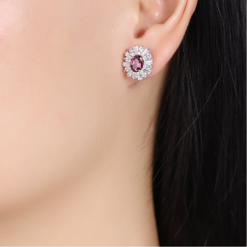 Ruif Jewelry Classic Design S925 Silver 2.05ct Natural Garnet Earrings Gemstone Jewelry