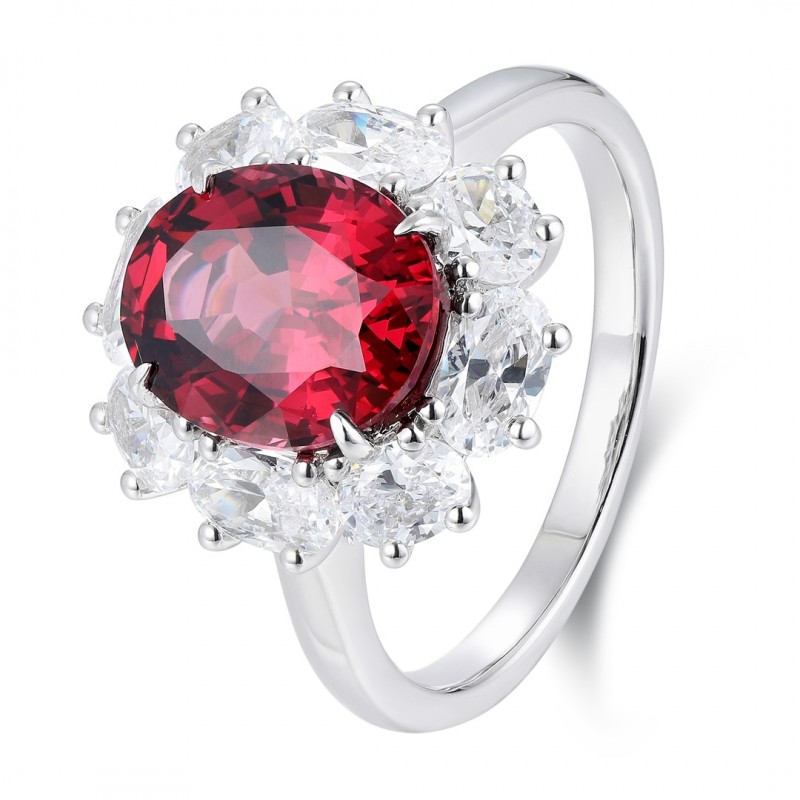 Ruif Jewelry Classic Design S925 Silver 3.62ct Natural Garnet Ring Gemstone Jewelry