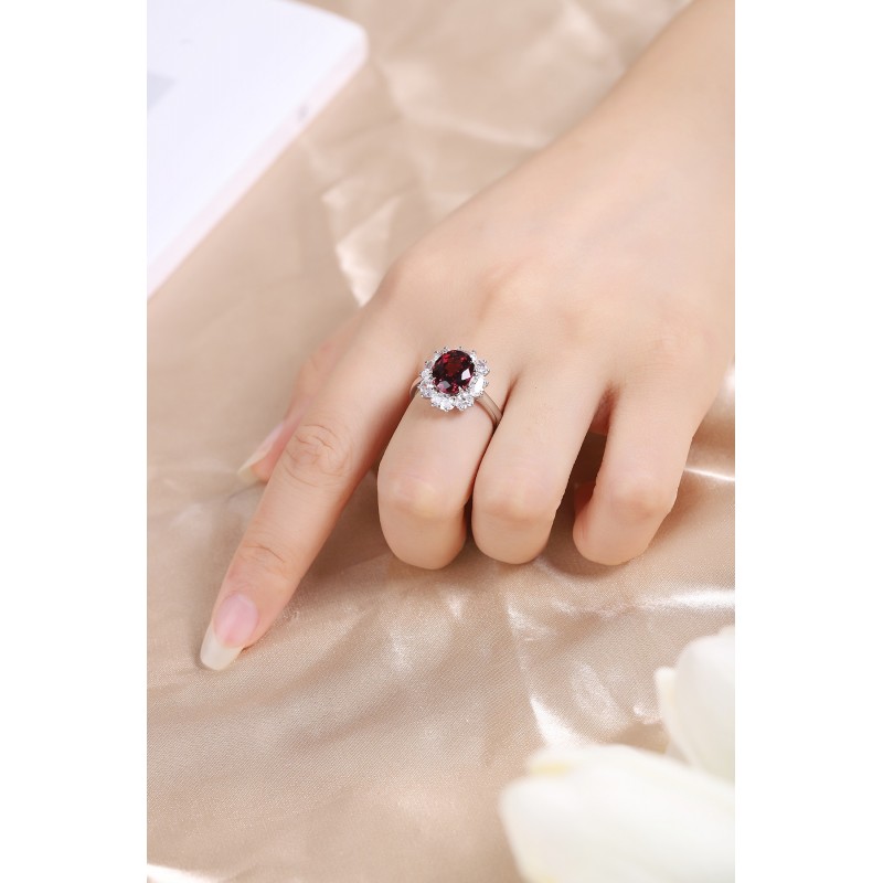 Ruif Jewelry Classic Design S925 Silver 3.62ct Natural Garnet Ring Gemstone Jewelry