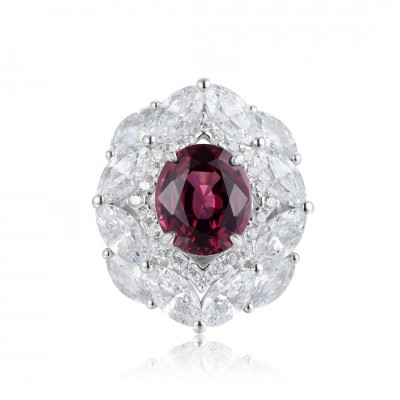 Ruif Jewelry Classic Design S925 Silver 3.81ct Natural Garnet Ring Gemstone Jewelry