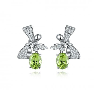 Ruif Jewelry Classic Design S925 Silver 2.5ct Natural Garnet/2.61ct Natural Peridot Earrings Gemstone Jewelry