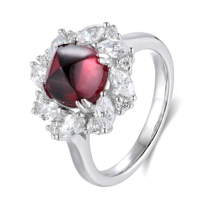 Ruif Jewelry Classic Design S925 Silver 3.32ct Natural Garnet Ring Gemstone Jewelry