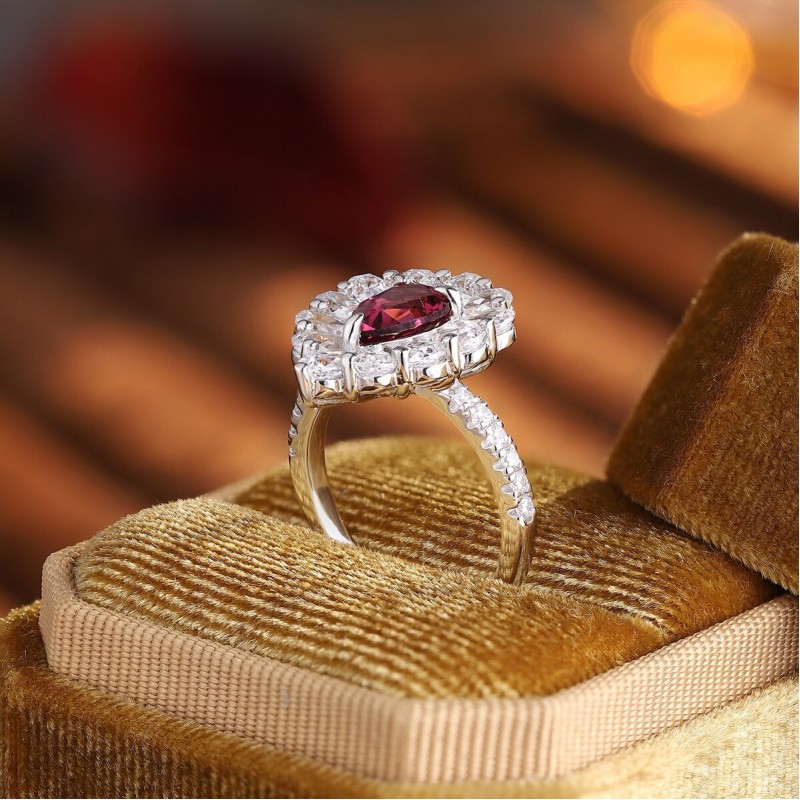 Ruif Jewelry Classic Design S925 Silver 1.345ct Natural Garnet Ring Gemstone Jewelry