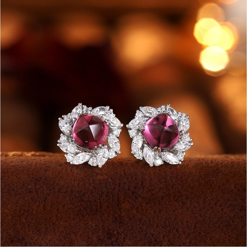 Ruif Jewelry Classic Design S925 Silver 4.43ct Natural Garnet Earrings Gemstone Jewelry