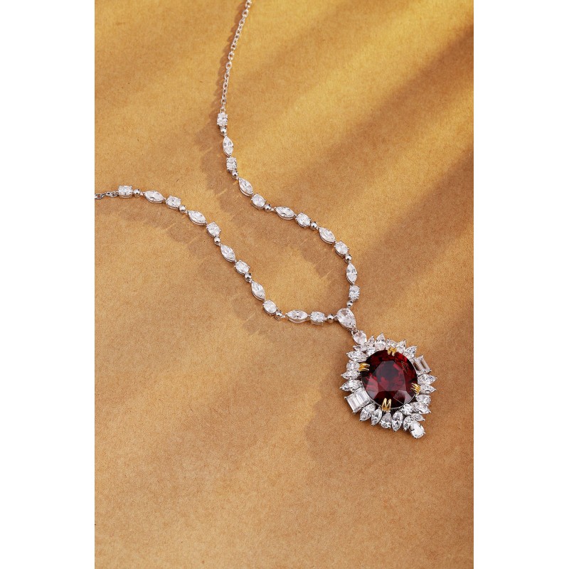 Ruif Jewelry Classic Design S925 Silver 18.68ct Natural Garnet Necklace Gemstone Jewelry