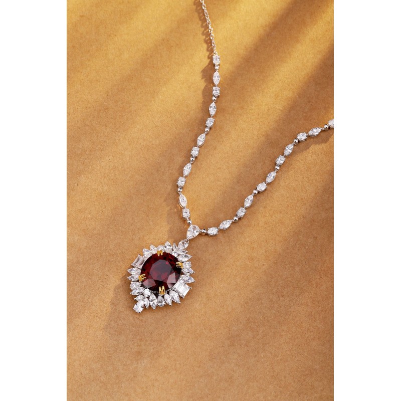 Ruif Jewelry Classic Design S925 Silver 18.68ct Natural Garnet Necklace Gemstone Jewelry