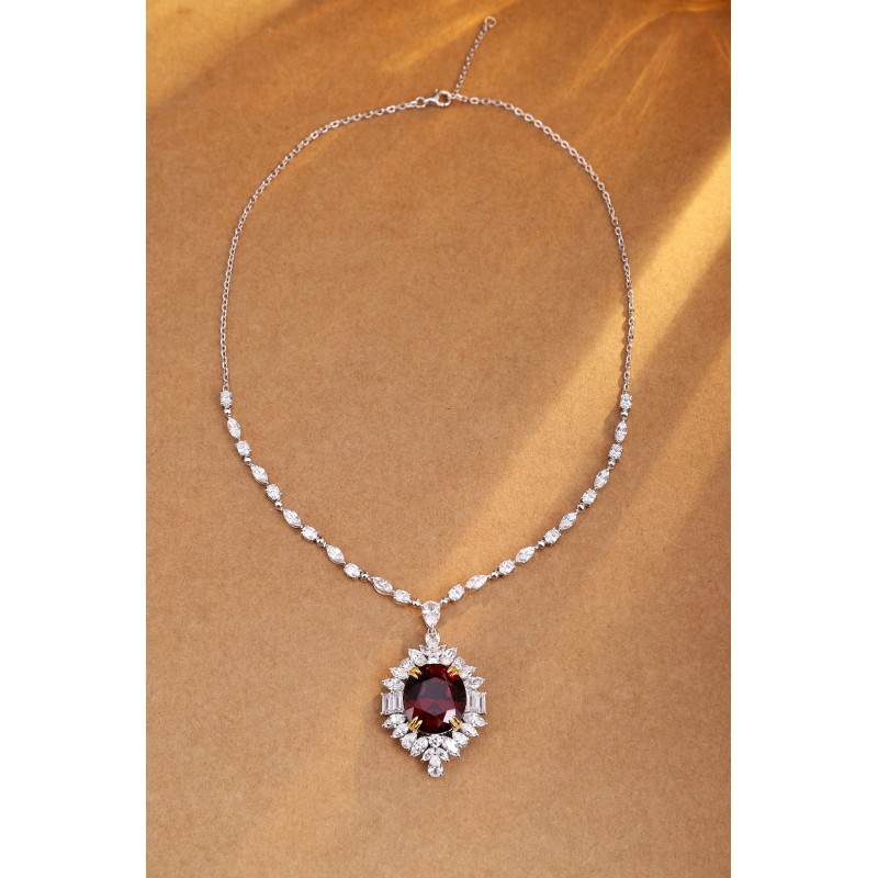 Ruif Jewelry Classic Design S925 Silver 18.68ct Natural Garnet Necklace Gemstone Jewelry